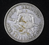 1933 NEW ZEALAND ONE SHILLING SILVER COIN .0908 ASW