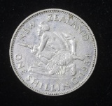 1934 NEW ZEALAND ONE SHILLING SILVER COIN .0908 ASW