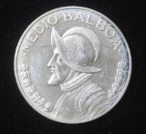 1968 PANAMA 1/2 BALBOA SILVER COIN .1479 ASW