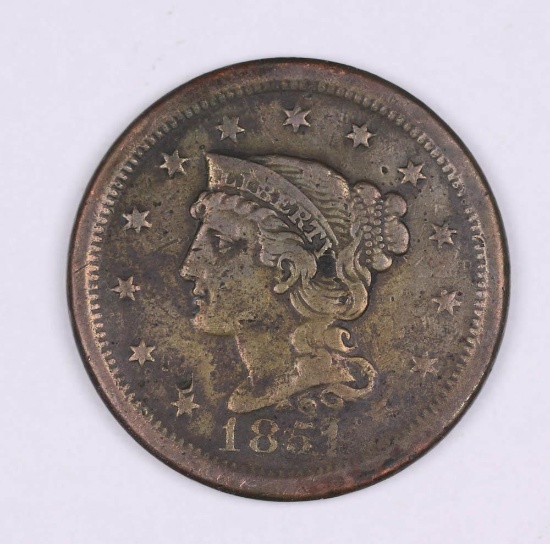 1851 LARGE US CENT COPPER COIN