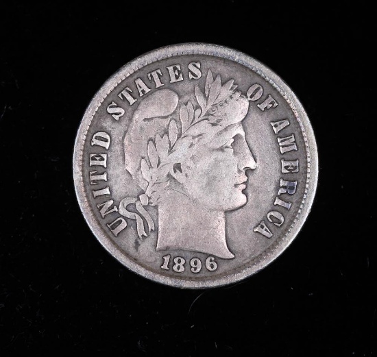 1896 BARBER SILVER DIME COIN