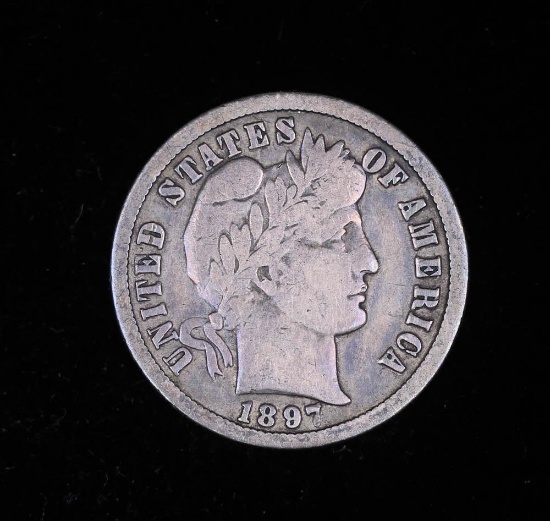 1897 O BARBER SILVER DIME COIN