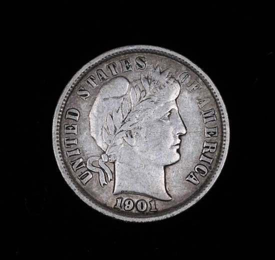 1901 BARBER SILVER DIME COIN