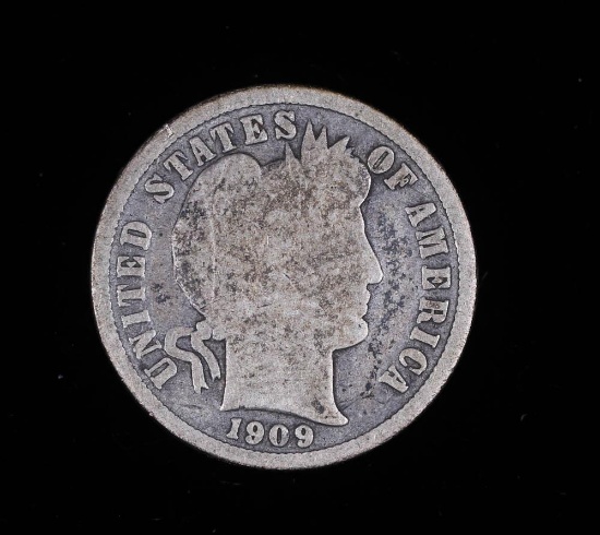 1909 BARBER SILVER DIME COIN