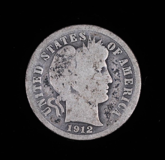 1912 BARBER SILVER DIME COIN