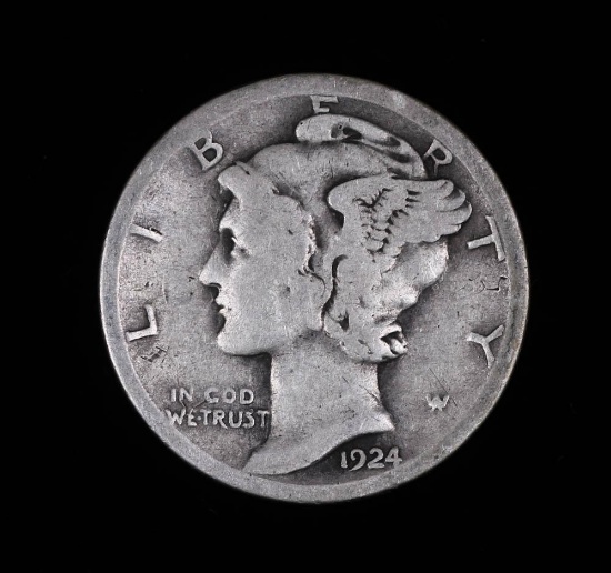 1924 MERCURY SILVER DIME COIN