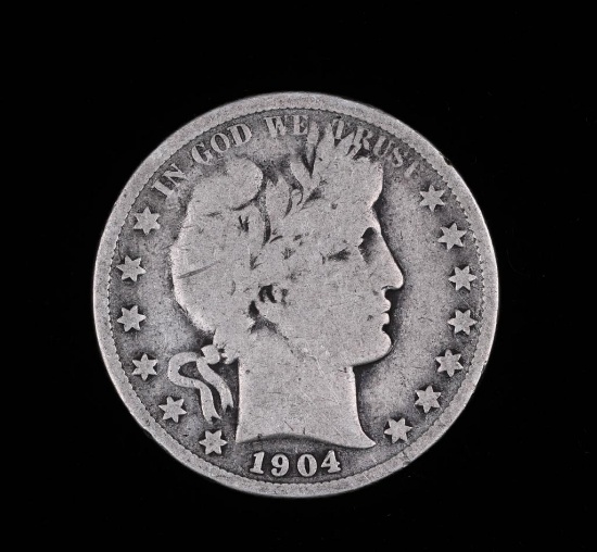 1904 BARBER SILVER HALF DOLLAR COIN