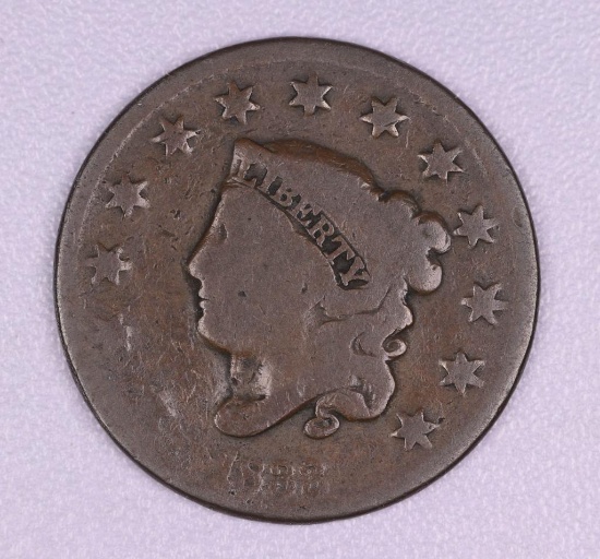 1833 CORONET HEAD COPPER LARGE CENT US COIN