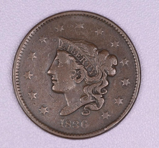 1836 CORONET HEAD COPPER LARGE CENT US COIN