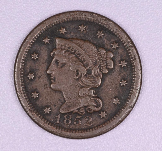 1852 BRAIDED HAIR COPPER LARGE CENT US COIN