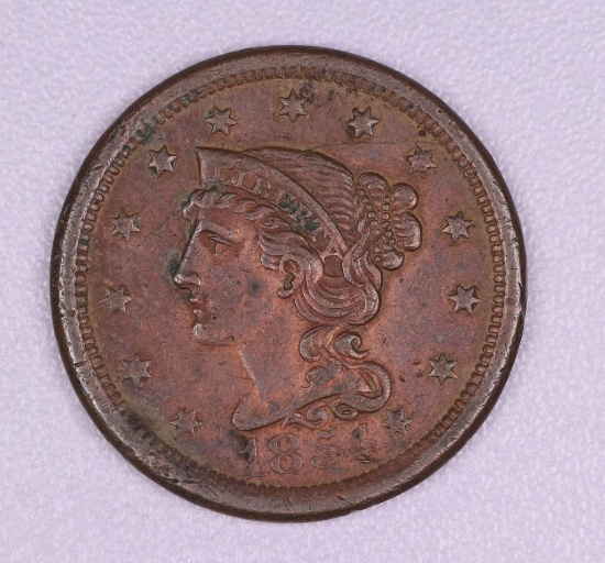 1854 BRAIDED HAIR COPPER LARGE CENT US COIN