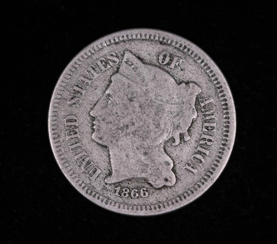 1866 THREE CENT NICKEL US COIN