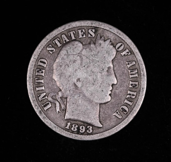 1893 BARBER SILVER DIME COIN