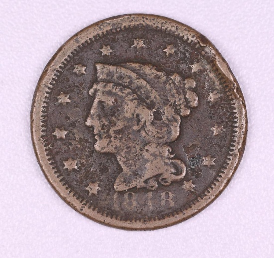 1848 LARGE CENT US COPPER COIN