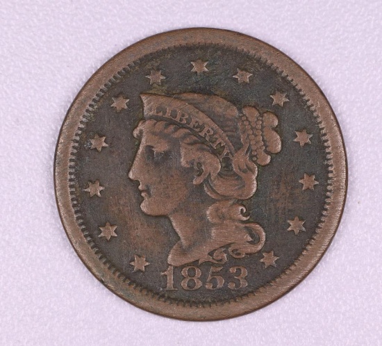 1853 LARGE CENT US COPPER COIN