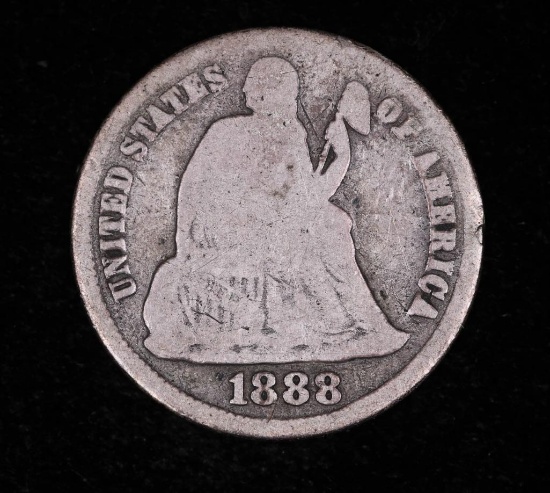 1888 S SEATED LIBERTY SILVER DIME COIN