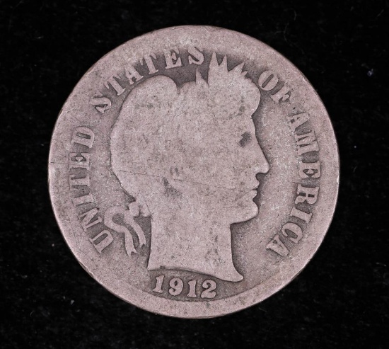 1912 BARBER SILVER DIME COIN