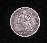 1876 S LIBERTY SEATED SILVER DIME COIN