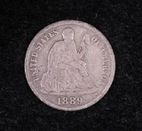 1889 LIBERTY SEATED SILVER DIME COIN