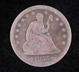 1855 ARROWS LIBERTY SEATED SILVER QUARTER DOLLAR COIN