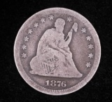 1876 S LIBERTY SEATED SILVER QUARTER DOLLAR COIN