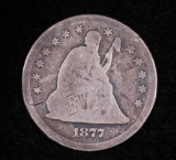 1877 LIBERTY SEATED SILVER QUARTER DOLLAR COIN