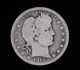 1912 BARBER SILVER QUARTER DOLLAR COIN