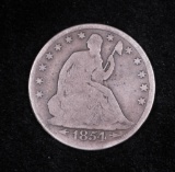 1854 ARROWS SEATED LIBERTY SILVER HALF DOLLAR COIN