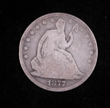 1877 SEATED LIBERTY SILVER HALF DOLLAR COIN