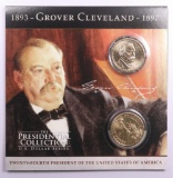 GROVER CLEVELAND PRESIDENTIAL $1 COIN SET IN INFO TRIFOLD (24TH PRESIDENT)