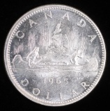 1965 CANADA 1 DOLLAR UNC SILVER COIN
