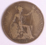 1918 GREAT BRITAIN PENNY BRONZE COIN