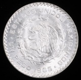 1965 MEXICO PESO UNC SILVER COIN