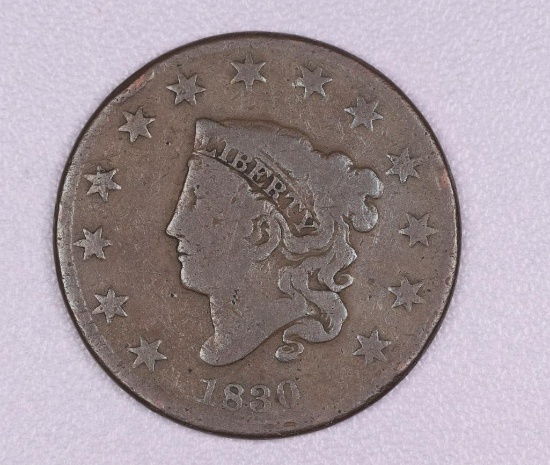 1830 CORONET HEAD LARGE CENT US COIN