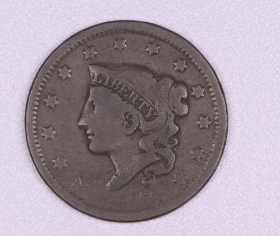 1837 CORONET HEAD LARGE CENT US COIN