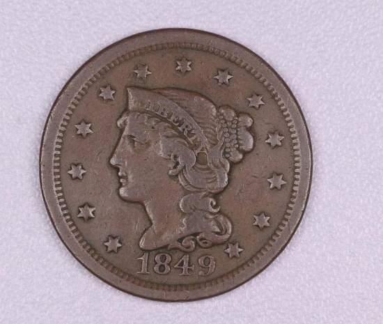 1849 BRAIDED HAIR LARGE CENT US COIN