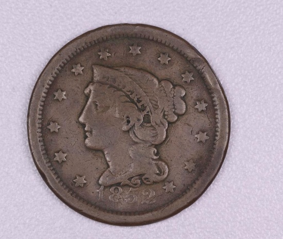 1852 BRAIDED HAIR LARGE CENT US COIN