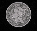 1871 3 THREE CENT NICKEL US TYPE COIN
