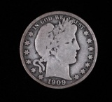 1909 O BARBER SILVER HALF DOLLAR COIN