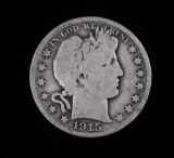 1915 D BARBER SILVER HALF DOLLAR COIN