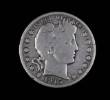 1915 S BARBER SILVER HALF DOLLAR COIN