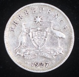 1927 AUSTRALIA THREEPENCE SILVER COIN .0393 ASW