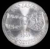 1963 AUSTRIA 50 SCHILLINGS SILVER COIN .5787 ASW