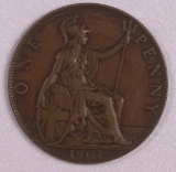 1907 GREAT BRITAIN PENNY BRONZE COIN