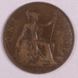 1916 GREAT BRITAIN PENNY BRONZE COIN