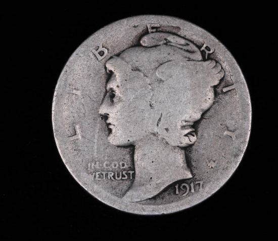 1917 D MERCURY SILVER DIME COIN