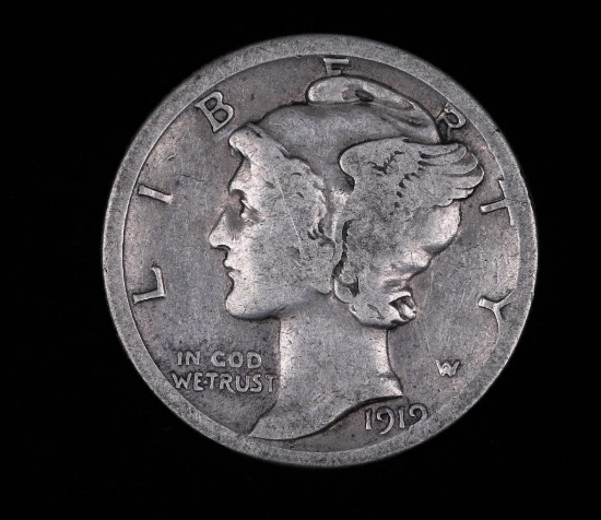 1919 S MERCURY SILVER DIME COIN