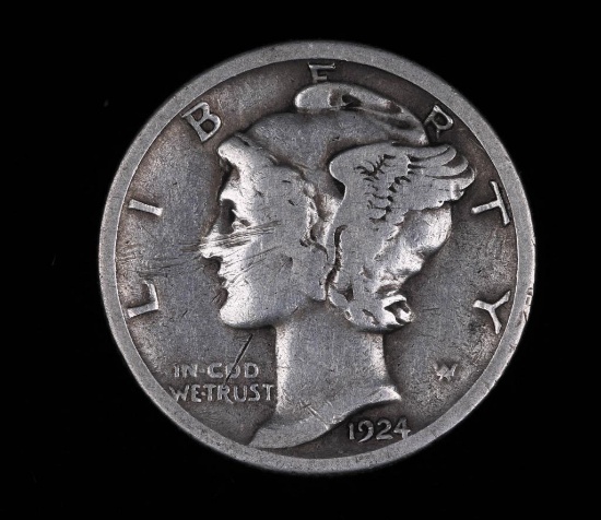 1924 S MERCURY SILVER DIME COIN