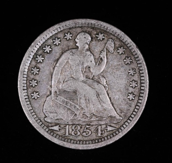 1854 ARROWS LIBERTY SEATED SILVER HALF DIME COIN