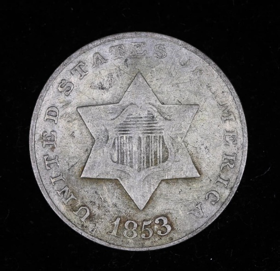 1853 3 CENT PIECE SILVER US TYPE COIN